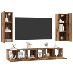 Ensemble meuble TV 5 pcs Bois Ancien Bois d'ingénierie 616188616188
