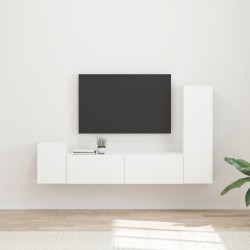 Ensemble meuble TV Montage mural 4 pcs Blanc Bois d'ingénierie 616191616191