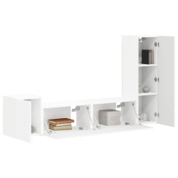 Ensemble meuble TV Montage mural 4 pcs Blanc Bois d'ingénierie 616191616191