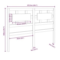Tête de lit Gris 125,5x4x100 cm Bois massif de pin 616197616197
