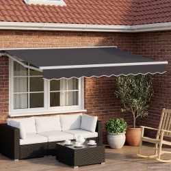 Auvent rétractable électrique Anthracite et blanc 3,5 x 2 m 616199616199