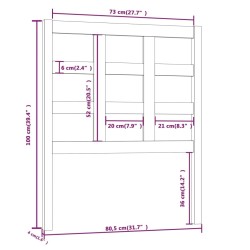 Tête de lit Blanc 80,5x4x100 cm Bois massif de pin 616211616211