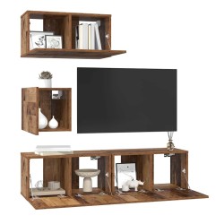 Ensemble meuble TV 4 pcs Bois Ancien Bois d'ingénierie 616213616213