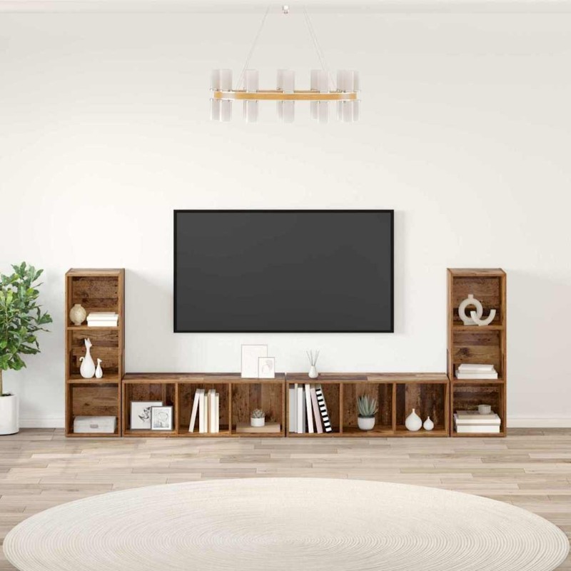 Ensemble meuble TV 4 pcs Bois Ancien 37 x 35 x 107 cm 616214616214
