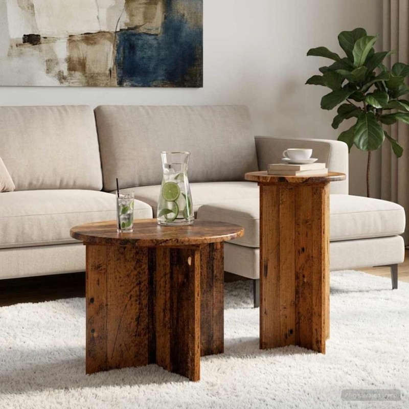 Ensemble de tables d'appoint avec stockage 2 pcs Bois ancien 616216616216