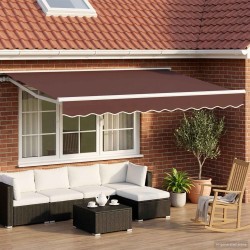 Auvent rétractable électrique Marron et blanc 3,5 x 2 m 616225616225