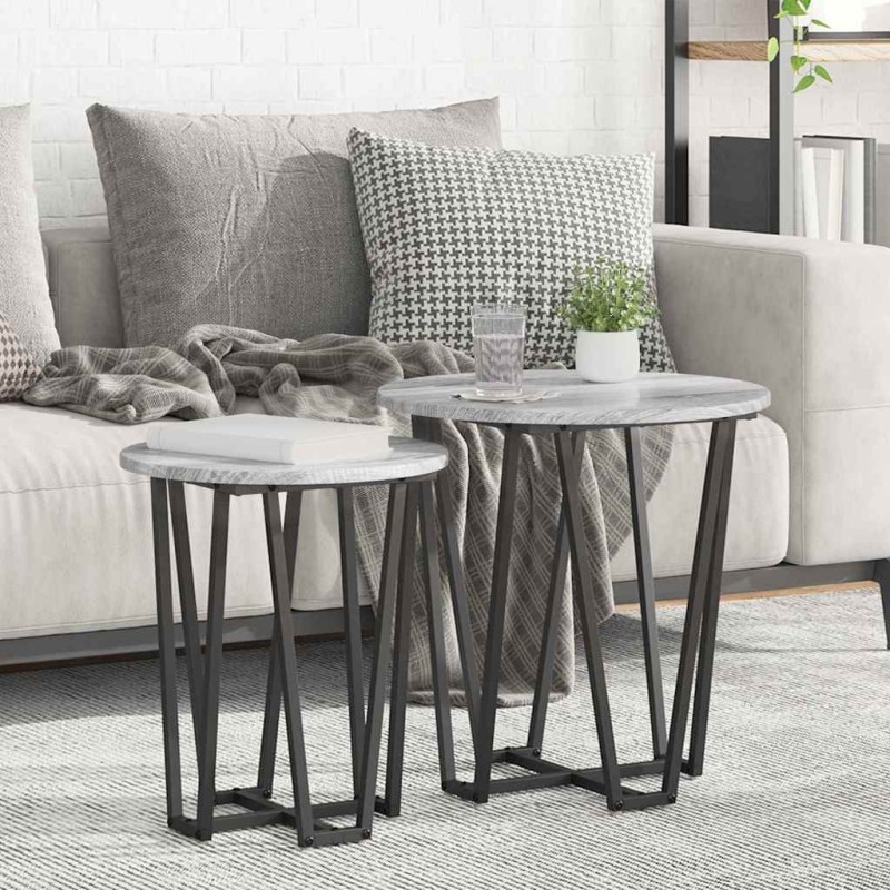 Ensemble de tables d'appoint 2 pcs Gris Sonoma et noir 616228616228