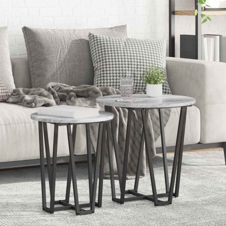 Ensemble de tables d'appoint 2 pcs Gris Sonoma et noir 616228616228