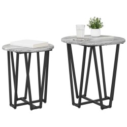 Ensemble de tables d'appoint 2 pcs Gris Sonoma et noir 616228616228