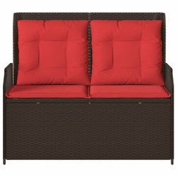 Banc inclinable de jardin avec coussins marron résine tressée 616236616236