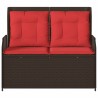Banc inclinable de jardin avec coussins marron résine tressée 616236616236
