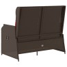 Banc inclinable de jardin avec coussins marron résine tressée 616236616236