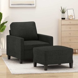 Fauteuil avec repose-pied Noir 60 cm Tissu 616237616237