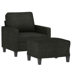 Fauteuil avec repose-pied Noir 60 cm Tissu 616237616237