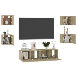 Ensemble de meubles TV 6 pcs Chêne sonoma Bois d'ingénierie 616246616246