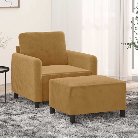 Fauteuil avec repose-pied Marron 60 cm Velours 616248616248
