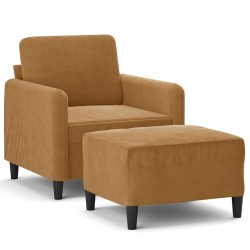 Fauteuil avec repose-pied Marron 60 cm Velours 616248616248