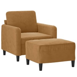 Fauteuil avec repose-pied Marron 60 cm Velours 616248616248