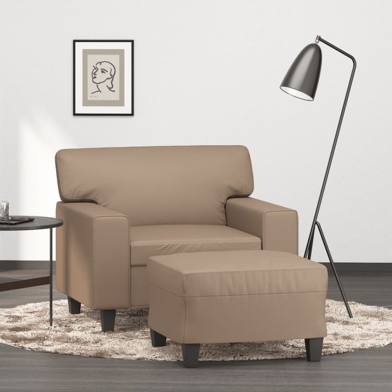 Fauteuil avec repose-pied Cappuccino 60 cm Similicuir 616249616249