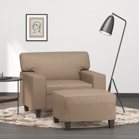 Fauteuil avec repose-pied Cappuccino 60 cm Similicuir 616249616249