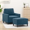 Fauteuil avec repose-pied Bleu 60 cm Velours 616250616250