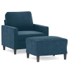Fauteuil avec repose-pied Bleu 60 cm Velours 616250616250
