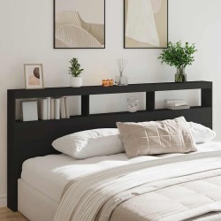 Armoire tête de lit avec LED noir 220x17x102 cm 616255616255