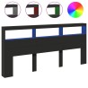 Armoire tête de lit avec LED noir 220x17x102 cm 616255616255