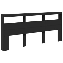 Armoire tête de lit avec LED noir 220x17x102 cm 616255616255
