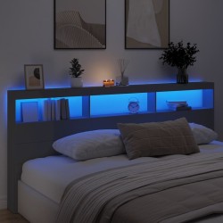 Armoire tête de lit avec LED noir 220x17x102 cm 616255616255