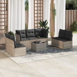 Salon de jardin 8 pcs avec coussins gris clair résine tressée 616260616260