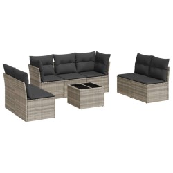 Salon de jardin 8 pcs avec coussins gris clair résine tressée 616260616260