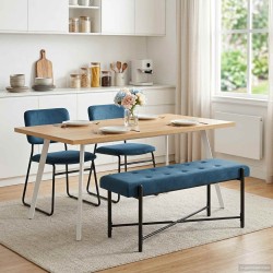 Banc capitonné à boutons avec coussins Bleu 110 x 40 x 46 cm 616261616261