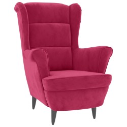 Fauteuil à oreilles avec tabouret bordeaux velours 616263616263