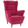 Fauteuil à oreilles avec tabouret bordeaux velours 616263616263