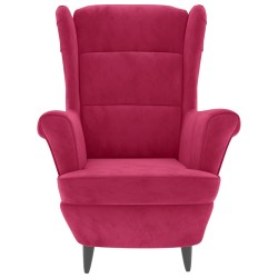 Fauteuil à oreilles avec tabouret bordeaux velours 616263616263