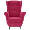 Fauteuil à oreilles avec tabouret bordeaux velours 616263616263