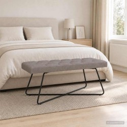 Banc avec capitonnage bouton Taupe 110 x 40 x 46 cm Tissu 616264616264