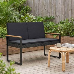 Banc extérieur avec coussin Noir 107 x 61 x 80 cm polyrotin 616265616265