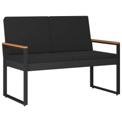 Banc extérieur avec coussin Noir 107 x 61 x 80 cm polyrotin 616265616265