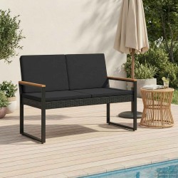 Banc extérieur avec coussin Noir 107 x 61 x 80 cm polyrotin 616265616265