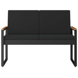 Banc extérieur avec coussin Noir 107 x 61 x 80 cm polyrotin 616265616265