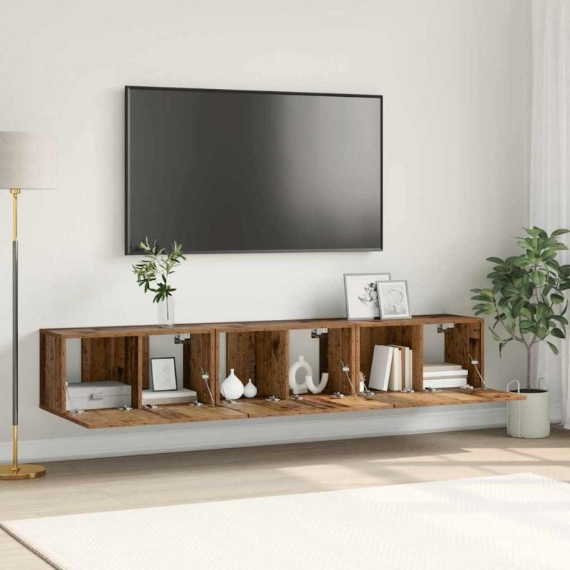 Ensemble meuble TV Montage mural 3 pcs Marron 60 x 30 x 30 cm 616266616266