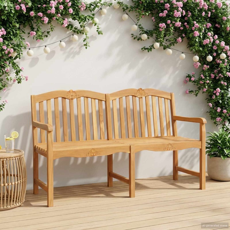 Banc en Bois Sculpté en Rose 150 x 60,5 x 95 cm Naturel 616267616267