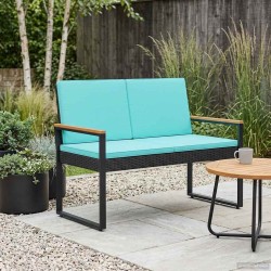 Banc extérieur Noir et turquoise 107 x 61 x 80 cm polyrotin 616287616287