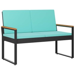 Banc extérieur Noir et turquoise 107 x 61 x 80 cm polyrotin 616287616287