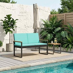 Banc extérieur Noir et turquoise 107 x 61 x 80 cm polyrotin 616287616287