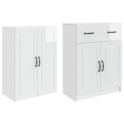 Ensemble de Meubles 2 pcs Blanc brillant Bois d'ingénierie 616291616291