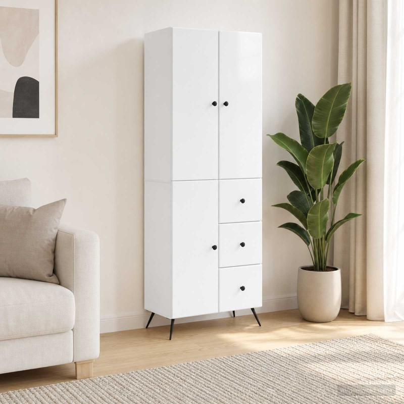 Ensemble de Meubles 2 pcs Blanc brillant Bois d'ingénierie 616293616293