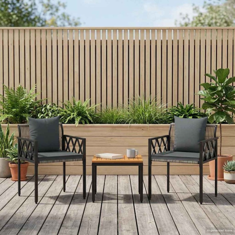 Ensemble de meubles d'extérieur 3 pcs Gris et Gris foncé 616295616295